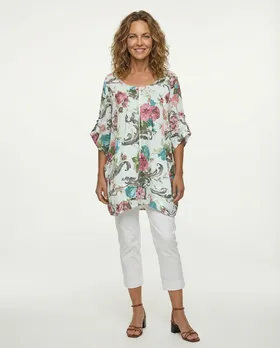 Leinen Tunika Floral in  wei� von Puro Lino (Bild 4)