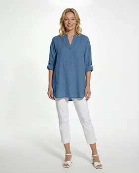 Leinenbluse in  jeansblau von Puro Lino (Bild 3)