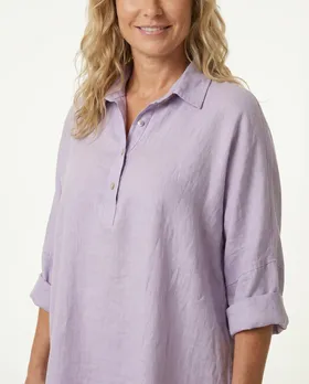 Leinenbluse Oversize in  lila von Made in Italy (Bild 4)