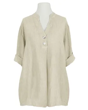 Leinenbluse Stehkragen in  beige von Puro Lino (Bild 1)