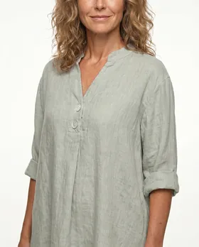 Leinenbluse Stehkragen in  beige von Puro Lino (Bild 4)