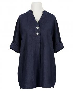 Leinenbluse Stehkragen in  dunkelblau von Puro Lino (Bild 1)