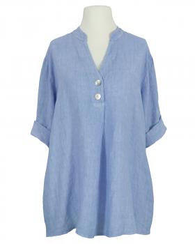 Leinenbluse Stehkragen in  hellblau von Puro Lino (Bild 1)