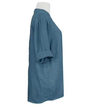 Leinenbluse Stehkragen in  jeansblau von Puro Lino (Bild 2)