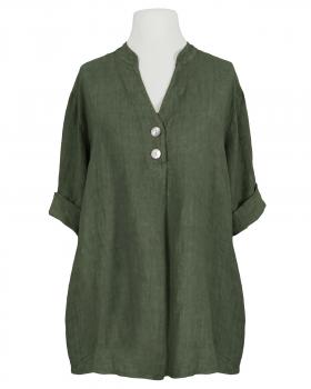 Leinenbluse Stehkragen in  khaki von Puro Lino (Bild 1)