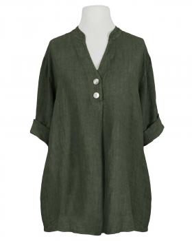 Leinenbluse Stehkragen in  khaki von Puro Lino (Bild 1)