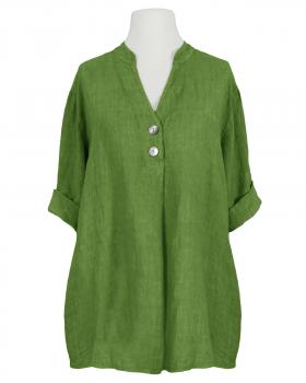 Leinenbluse Stehkragen in  kiwi von Puro Lino (Bild 1)