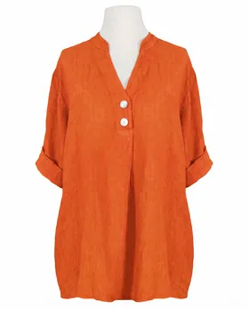 Leinenbluse Stehkragen in  orange von Puro Lino (Bild 1)