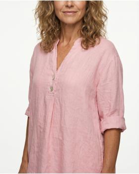 Leinenbluse Stehkragen in  rosa von Puro Lino (Bild 3)