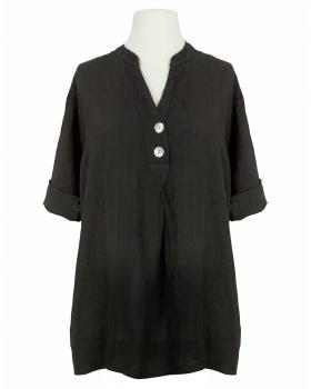 Leinenbluse Stehkragen in  schwarz von Puro Lino (Bild 1)