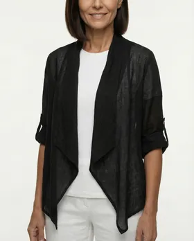 Leinenjacke in  schwarz von Made in Italy (Bild 4)