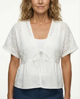 Leinenjacke Lochstickerei in  wei� von Glamour (Bild 5)