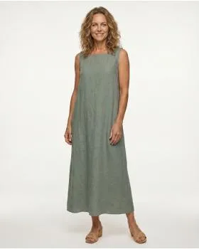 Leinenkleid A-Linie in  khaki von Puro Lino (Bild 3)