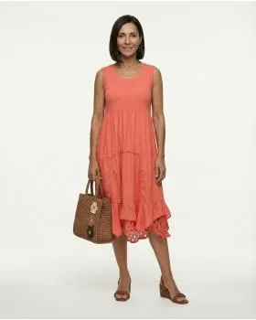 Leinenkleid A-Linie in  koralle von Spaziodonna (Bild 3)
