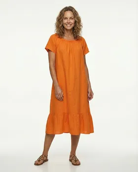 Leinenkleid A-Linie in  orange von Made in Italy (Bild 3)