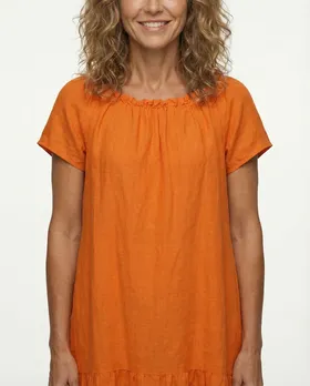 Leinenkleid A-Linie in  orange von Made in Italy (Bild 4)