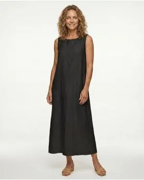 Leinenkleid A-Linie in  schwarz von Puro Lino (Bild 3)