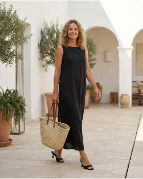 Leinenkleid A-Linie in  schwarz von Puro Lino (Bild 6)