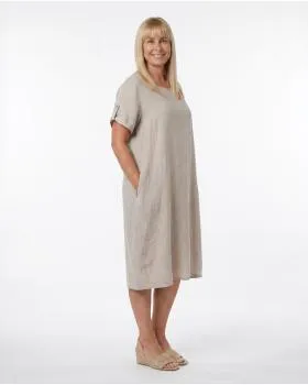 Leinenkleid Basic in  beige von Puro Lino (Bild 4)