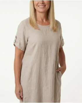 Leinenkleid Basic in  beige von Puro Lino (Bild 5)