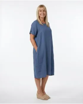 Leinenkleid Basic in  blau von Puro Lino (Bild 4)