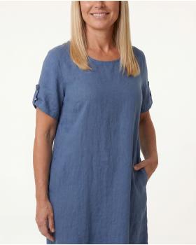 Leinenkleid Basic in  blau von Puro Lino (Bild 5)