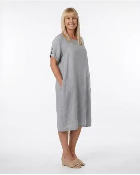 Leinenkleid Basic in  grau von Puro Lino (Bild 4)