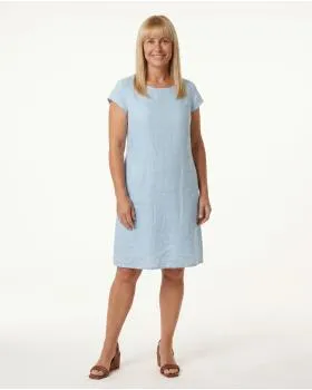 Leinenkleid Basic in  hellblau von Puro Lino (Bild 3)