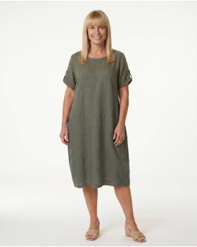 Leinenkleid Basic in  khaki von Puro Lino (Bild 3)