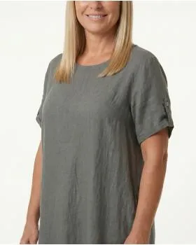 Leinenkleid Basic in  khaki von Puro Lino (Bild 5)
