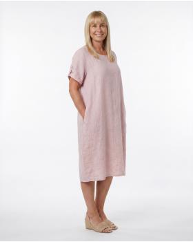 Leinenkleid Basic in  rosa von Puro Lino (Bild 4)