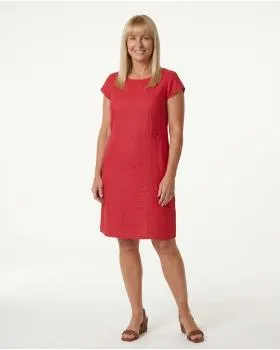 Leinenkleid Basic in  rot von Puro Lino (Bild 3)