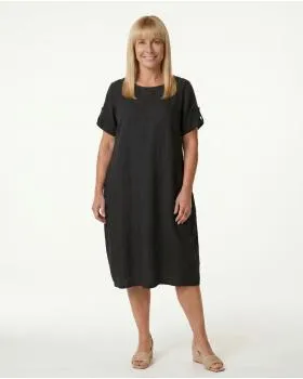Leinenkleid Basic in  schwarz von Puro Lino (Bild 3)