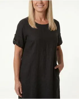 Leinenkleid Basic in  schwarz von Puro Lino (Bild 5)