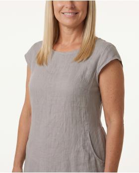 Leinenkleid Basic in  taupe von Puro Lino (Bild 4)