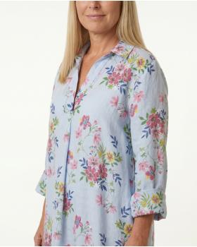 Leinenkleid Floral in  blau von Puro Lino (Bild 4)