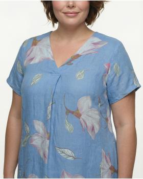 Leinenkleid Floral in  hellblau von Puro Lino (Bild 4)