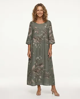 Leinenkleid Floral in  oliv von Puro Lino (Bild 3)