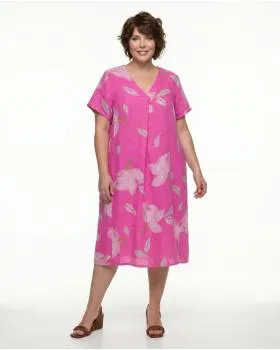 Leinenkleid Floral in  pink von Puro Lino (Bild 3)