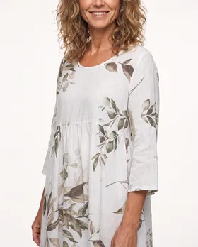 Leinenkleid Floral in  wei� von Puro Lino (Bild 4)