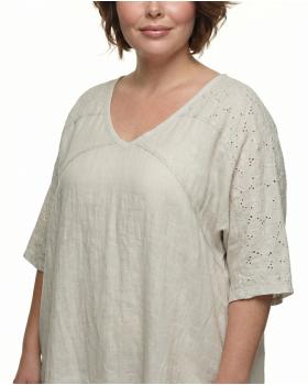 Leinenkleid Lochstickerei in  beige von Spaziodonna (Bild 4)
