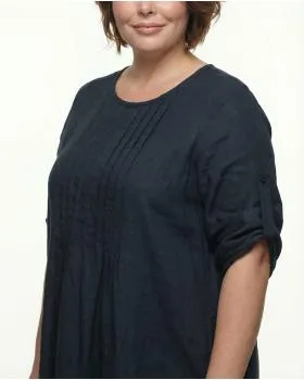 Leinenkleid mit Biesen in  schwarz von Made in Italy (Bild 4)