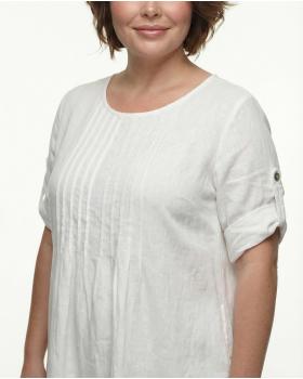 Leinenkleid mit Biesen in  weiss von Made in Italy (Bild 4)