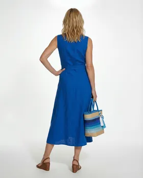 Leinenkleid mit Bindeg�rtel in  k�nigsblau von Puro Lino (Bild 5)
