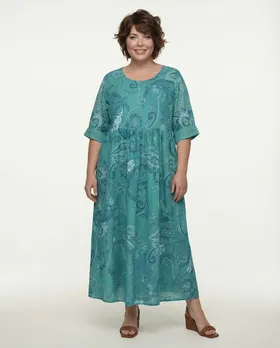 Leinenkleid mit Blumen in  aqua von Puro Lino (Bild 3)