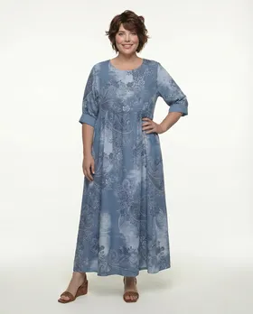 Leinenkleid mit Blumen in  blau von Puro Lino (Bild 3)