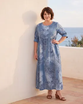 Leinenkleid mit Blumen in  blau von Puro Lino (Bild 5)