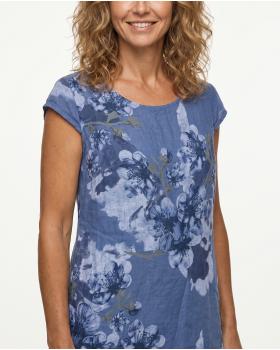 Leinenkleid mit Blumen in  blau von Puro Lino (Bild 4)