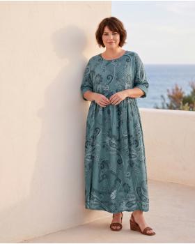Leinenkleid mit Blumen in  jade von Puro Lino (Bild 5)