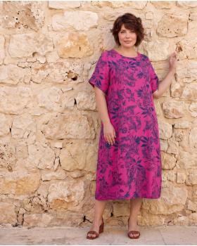 Leinenkleid mit Blumen in  pink von Puro Lino (Bild 5)